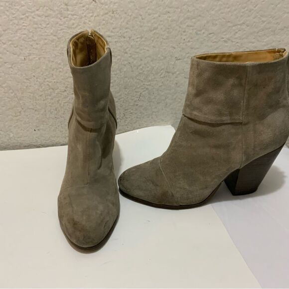 Rag & Bone NEWBURY Bootie Gray LAMBSKIN Leather Ankle Boots Heels Shoes 38 US 8 - Picture 1 of 10